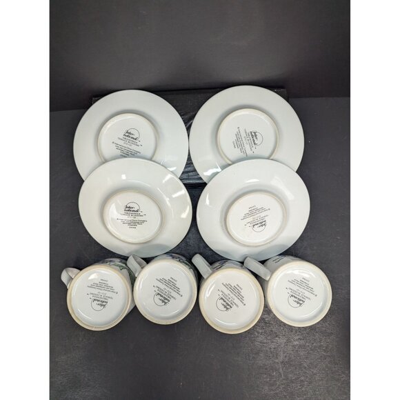 International Tableworks Terrace Blossoms Flat Coffee Cup w/Saucer Set of 4 - Picture 11 of 12